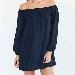 Urban outfitters off the shoulder navy dress